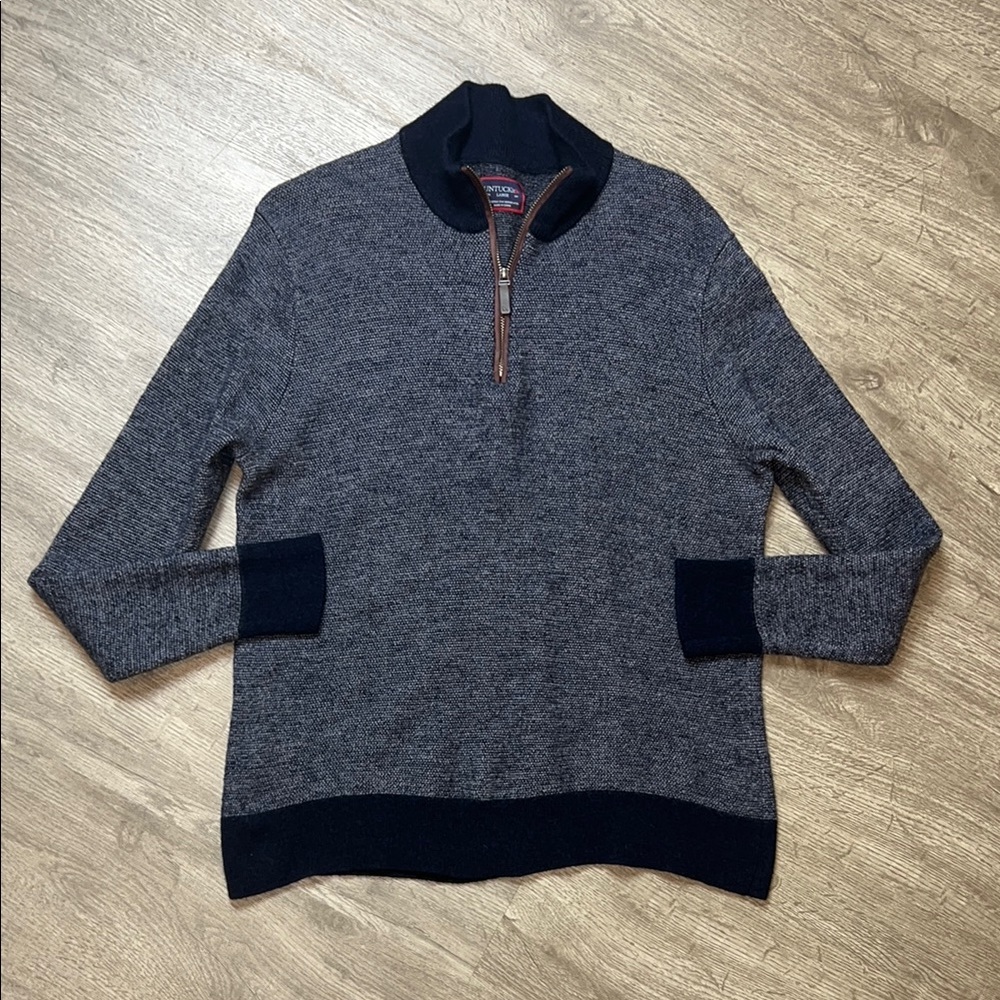 Untuckit Belguardo Jacquard Merino Wool 1/4 Zip Pullover Sweater - Picture 2 of 8